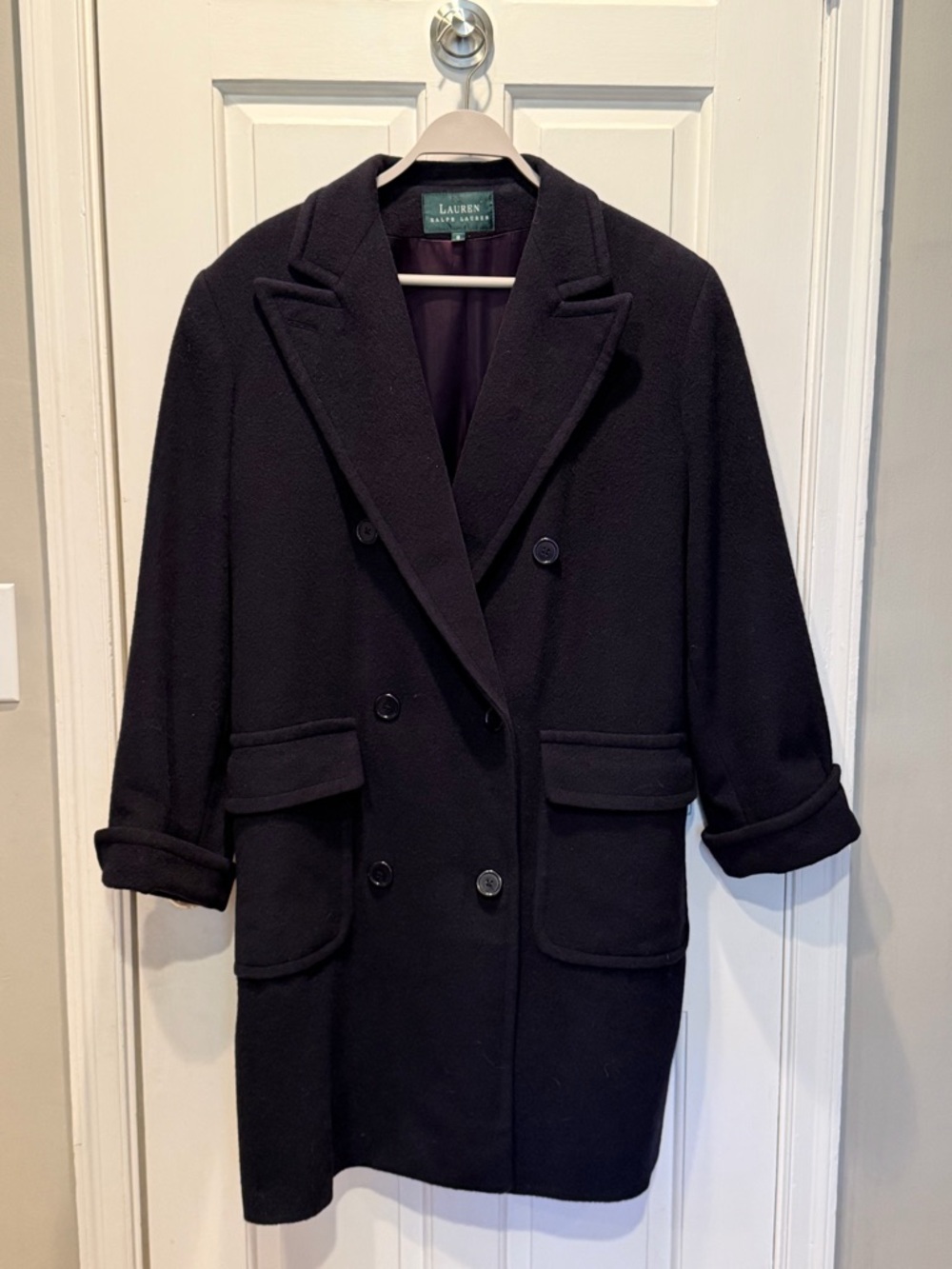 Vintage Ralph Lauren NAVY Coat 100% Camel Hair Size 8